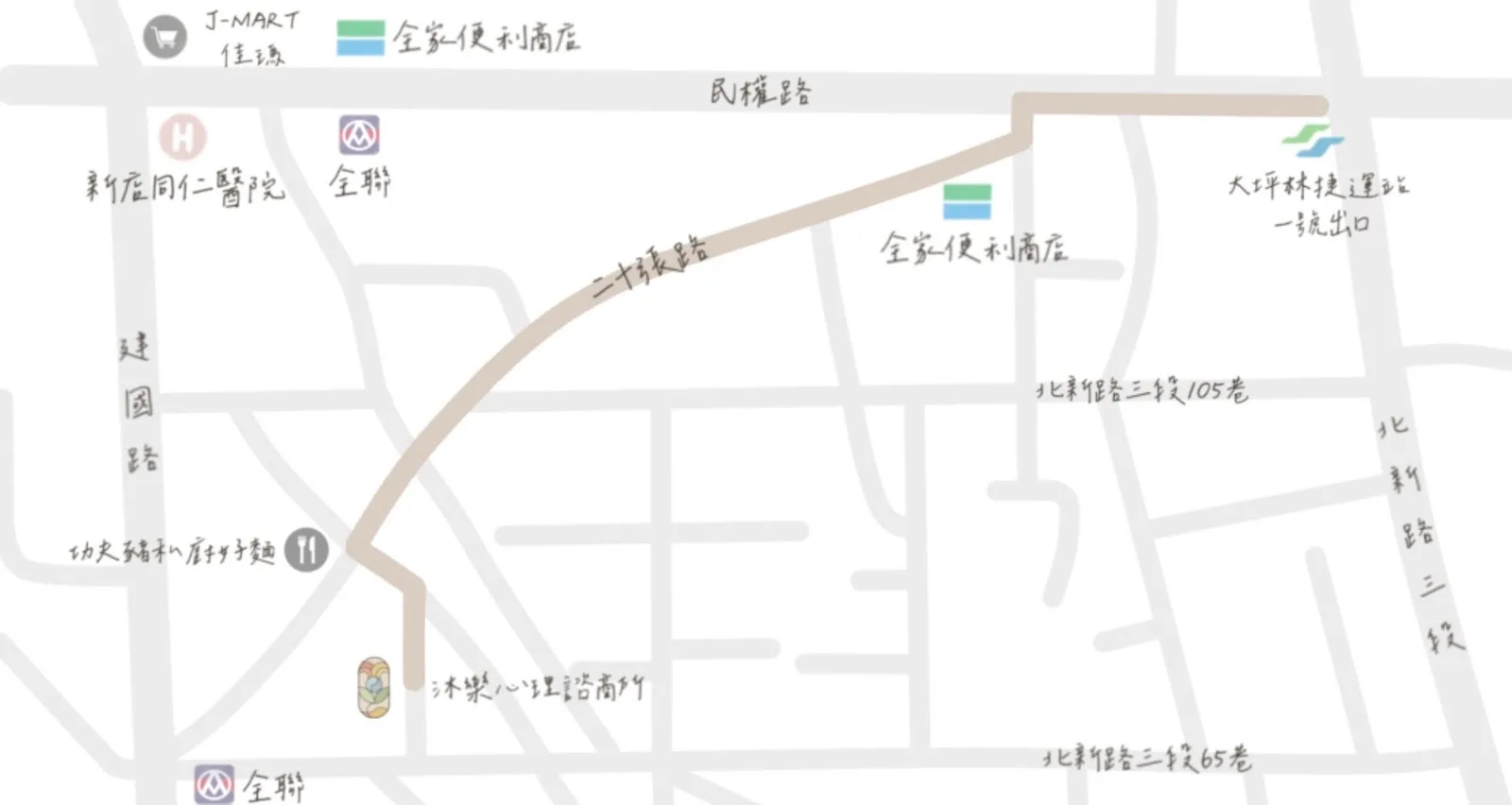 沐樂步行示意圖